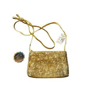 La Regale LTD NWT Gold Sequin Beaded Crossbody Purse